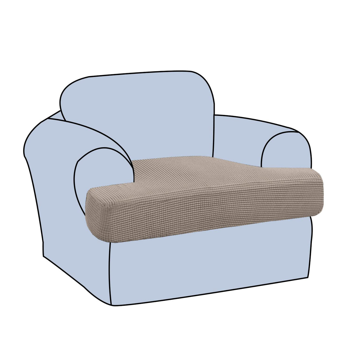 H.VERSAILTEX Stretch 2 Piece T Cushion Sofa Slipcovers Individually Sofa Cushion Covers for 2 Cushion Couch Sofa Seat Cushion Covers with Elastic Bands Featuring Thicker Jacquard Fabric, Dusty Blue