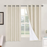 Linen Blackout Thermal Insulated  White Liner Grommet Top Curtains