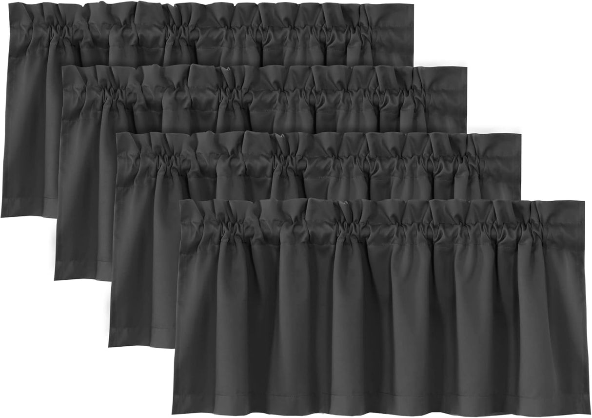 H.VERSAILTEX 100% Blackout Valances for Windows Kitchen Window Rod Pocket Privacy Decorative Curtains 2 Pack