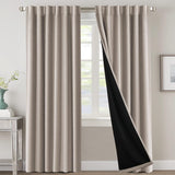 H.VERSAILTEX 100% Blackout Curtains for Bedroom with Black Liner Full Room Darkening Back Tab Rod Pocket 2 Panels