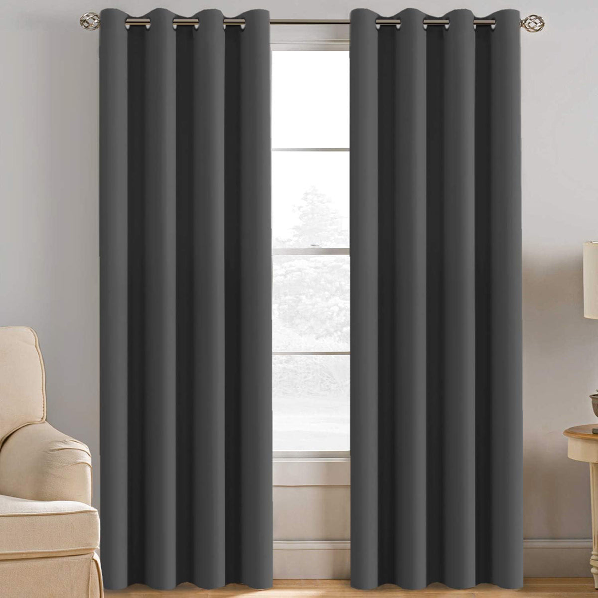 Blackout Thermal Insulated Winow Treatment Extra Long Grommet Top Curtains