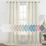H.VERSAILTEX Linen Sheer Curtains 84 Inch Length Semi Sheer Curtains for Living Room Light Filtering Curtains, 2 Panels (52" W x 84" L, Sea Mist)