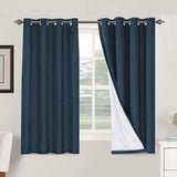 Linen Blackout Thermal Insulated  White Liner Grommet Top Curtains