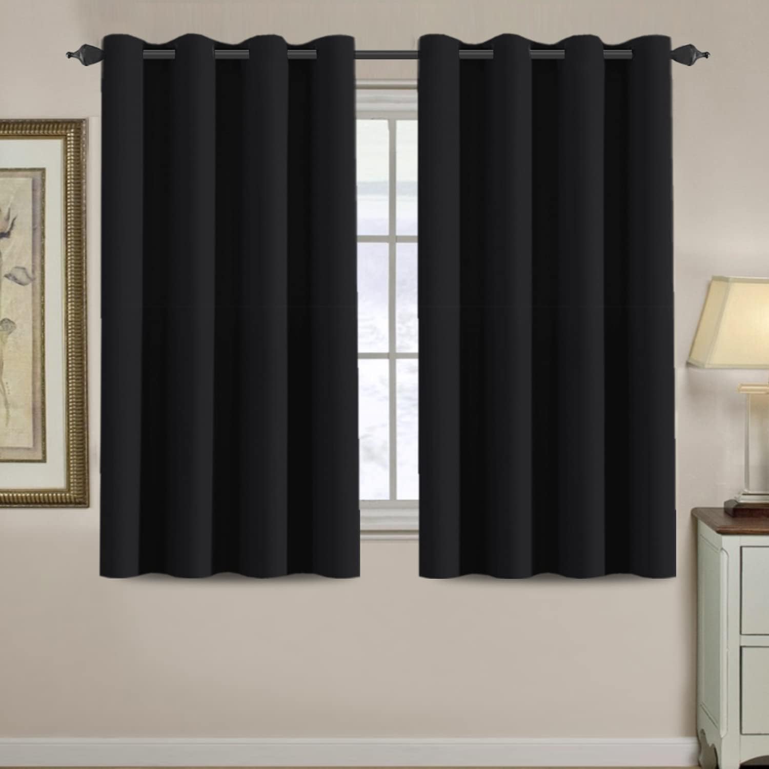 100% Blackout Thermal Insulated Grommet Solid Color Curtains