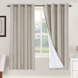 Linen Blackout Thermal Insulated  White Liner Grommet Top Curtains