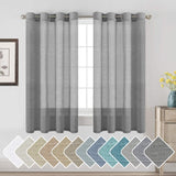 Natural Linen Semi Sheer Curtains Grommet Soft Privacy Drapes