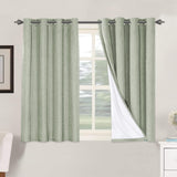 Linen Blackout Thermal Insulated  White Liner Grommet Top Curtains