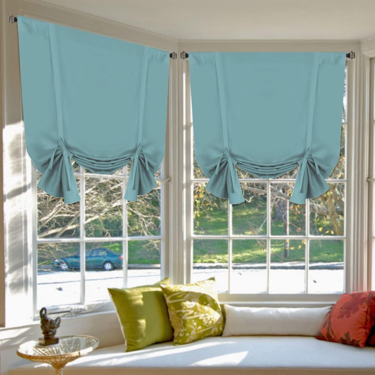 Valances Tie Up Curtains Roman Balloon Blind Rod Pocket Short Curtain