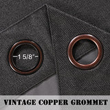Linen Blackout Curtains Thermal Insulated Primitive Textured Grommet Curtains
