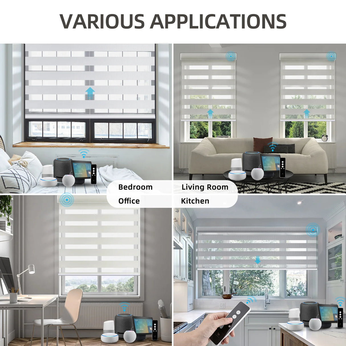 Motorized Zebra Shades 100% Blackout 95mm Chloris