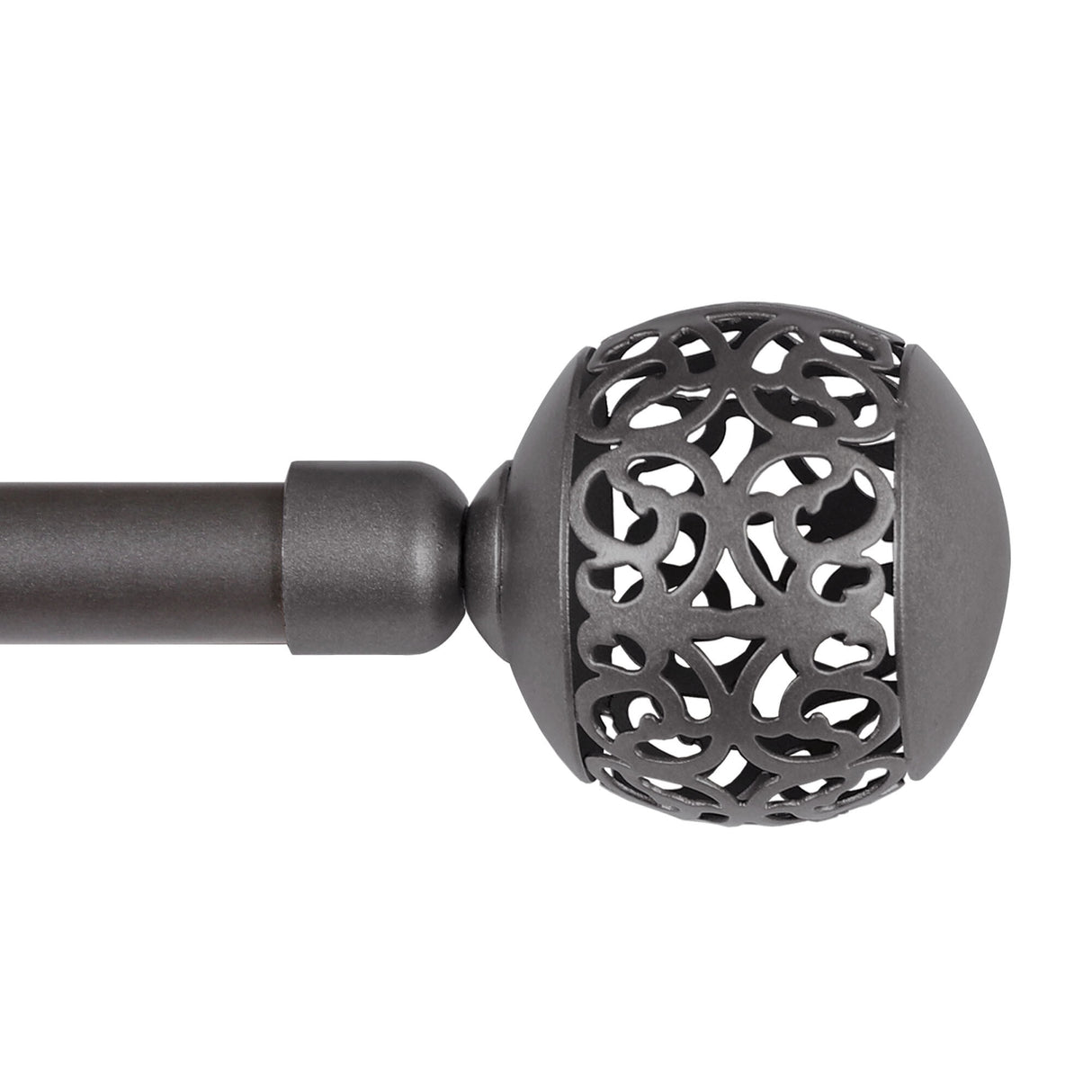 H.VERSAILTEX Single Retractable Curtain Rod for Windows 66"-120"，3/4 Inch Diameter Carved Hollow Ball Tail,Bronze