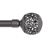 H.VERSAILTEX Single Retractable Curtain Rod for Windows 66"-120"，3/4 Inch Diameter Carved Hollow Ball Tail,Bronze