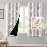H.VERSAILTEX 100% Blackout Curtains for Living Room Camellia Floral Thermal Insulated Grommet Window Drapes 2 Panels