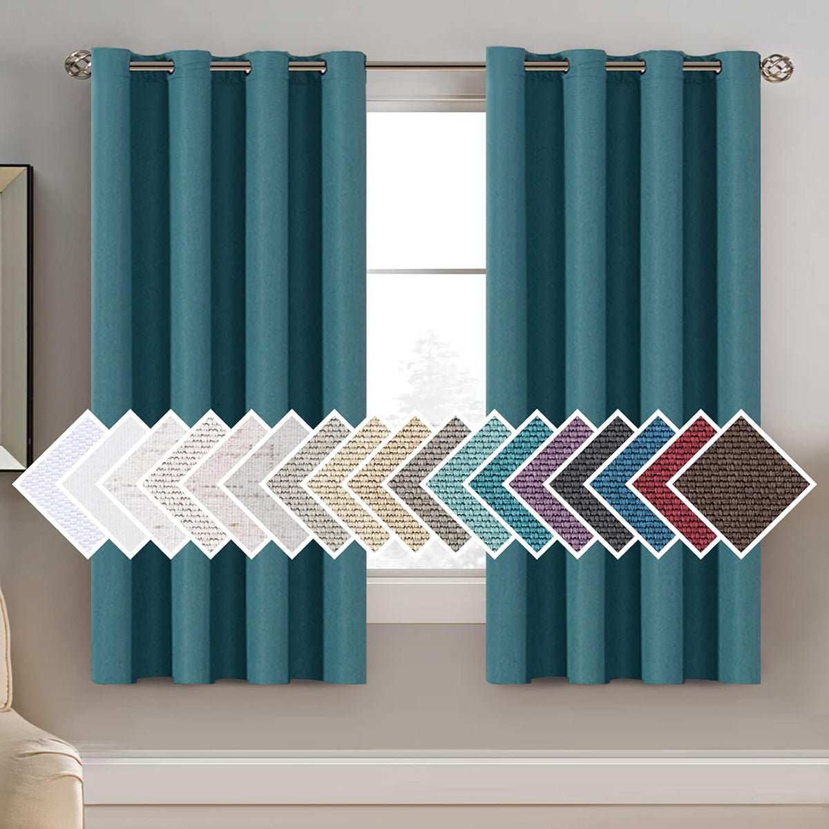 Faux Linen Blackout Thermal Insulated Grommet Curtain