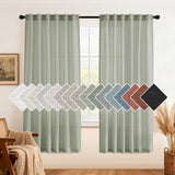 H.VERSAILTEX Natural Linen Curtains 63 inches Long for Living Room 2 Panels Back Tab Loop Pocket Textured Light Filtering Semi Sheer Curtains Rustic Farmhouse Boho Curtain for Bedroom, Sea Grass