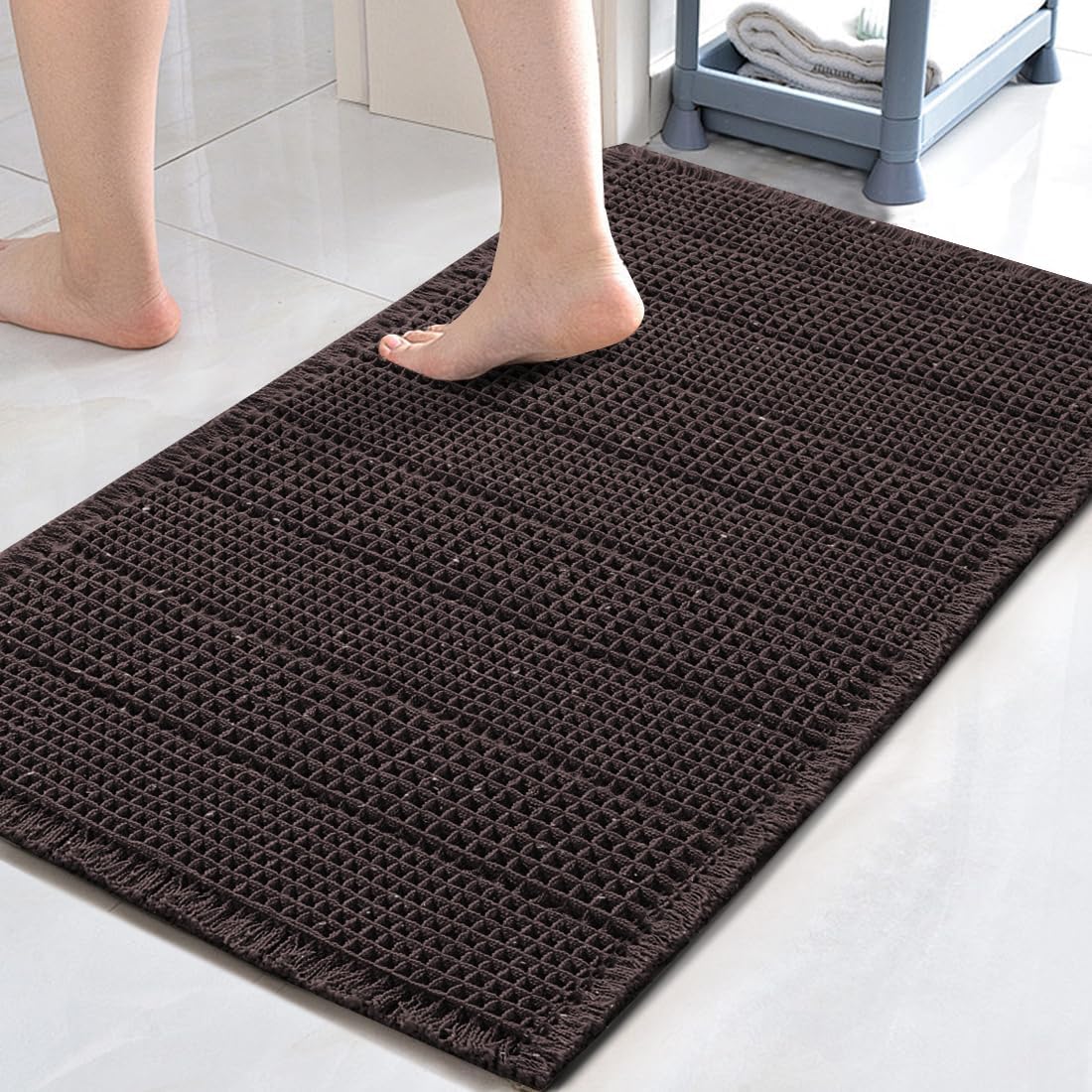H.VERSAILTEX Absorbent Non-Slip Waffle Bath Mat – Quick Dry & Machine Washable