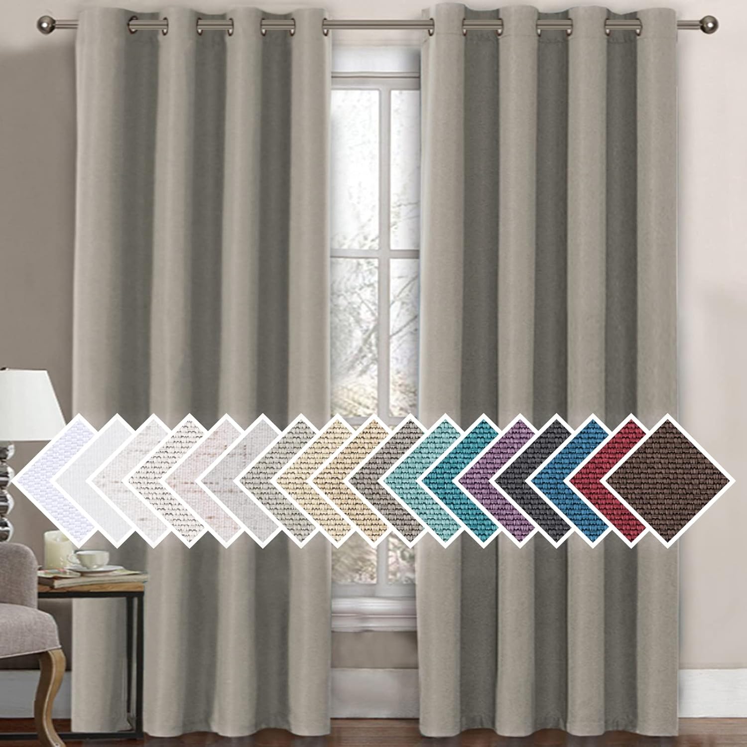 Linen Blackout Thermal Insulated Grommet Curtain