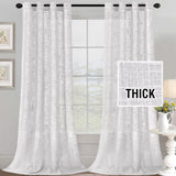 H.VERSAILTEX Linen Blended Curtains - Natural Linen Textured, Light Filtering Nickel Grommet 2 Panel Sets, 52" x 84", Angora for Living Room & Bedroom