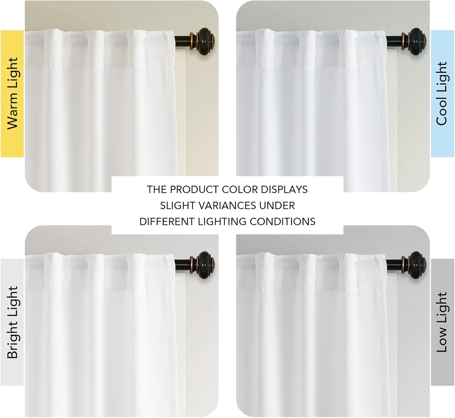 H.VERSAILTEX Boho Linen Curtains for Living Room Linen Textured Bedroom Curtain Light Filtering Back Tab, 52 x 84 inches Long, White, Set of 2 Panels
