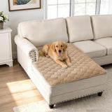 H.VERSAILTEX Couch Cover Chenille Pet Fuzzy Sofa Covers for 3 Cushion Couch Anti Slip Washable Sofa Slipcovers with Strap Soft Couch Protector Cover for Dogs Cats Kids(36" x 74",Khaki)