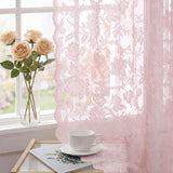 H.VERSAILTEX Cream Beige Lace Curtains 84 Inches Long 2 Panels, Rod Pocket