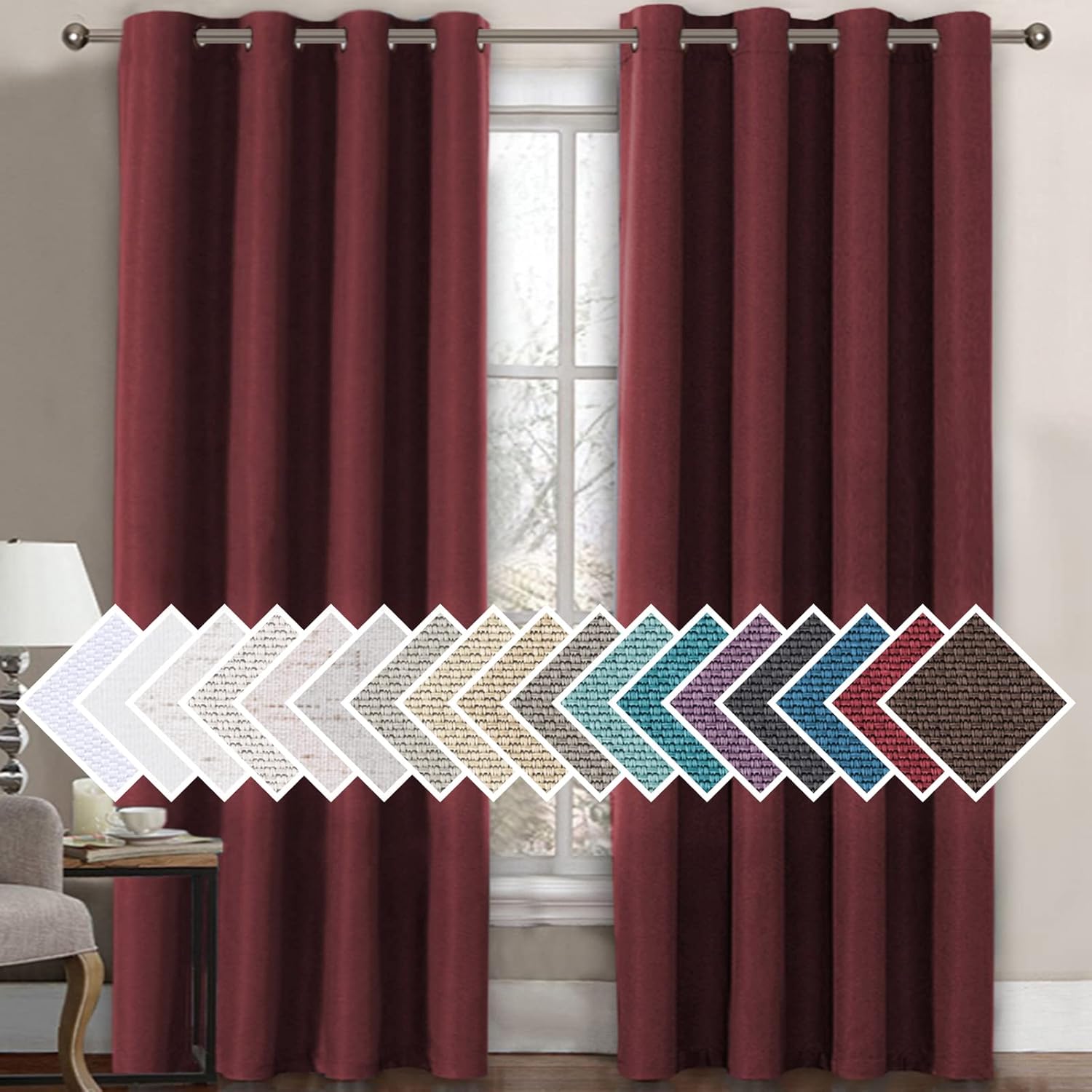 Linen Blackout Thermal Insulated Grommet Curtain