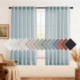 H.VERSAILTEX Natural Linen Curtains 63 inches Long for Living Room 2 Panels Back Tab Loop Pocket Textured Light Filtering Semi Sheer Curtains Rustic Farmhouse Boho Curtain for Bedroom, Sea Grass