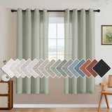 H.VERSAILTEX Natural Linen Curtains 63 inches Long for Living Room 2 Panels Back Tab Loop Pocket Textured Light Filtering Semi Sheer Curtains Rustic Farmhouse Boho Curtain for Bedroom, Sea Grass