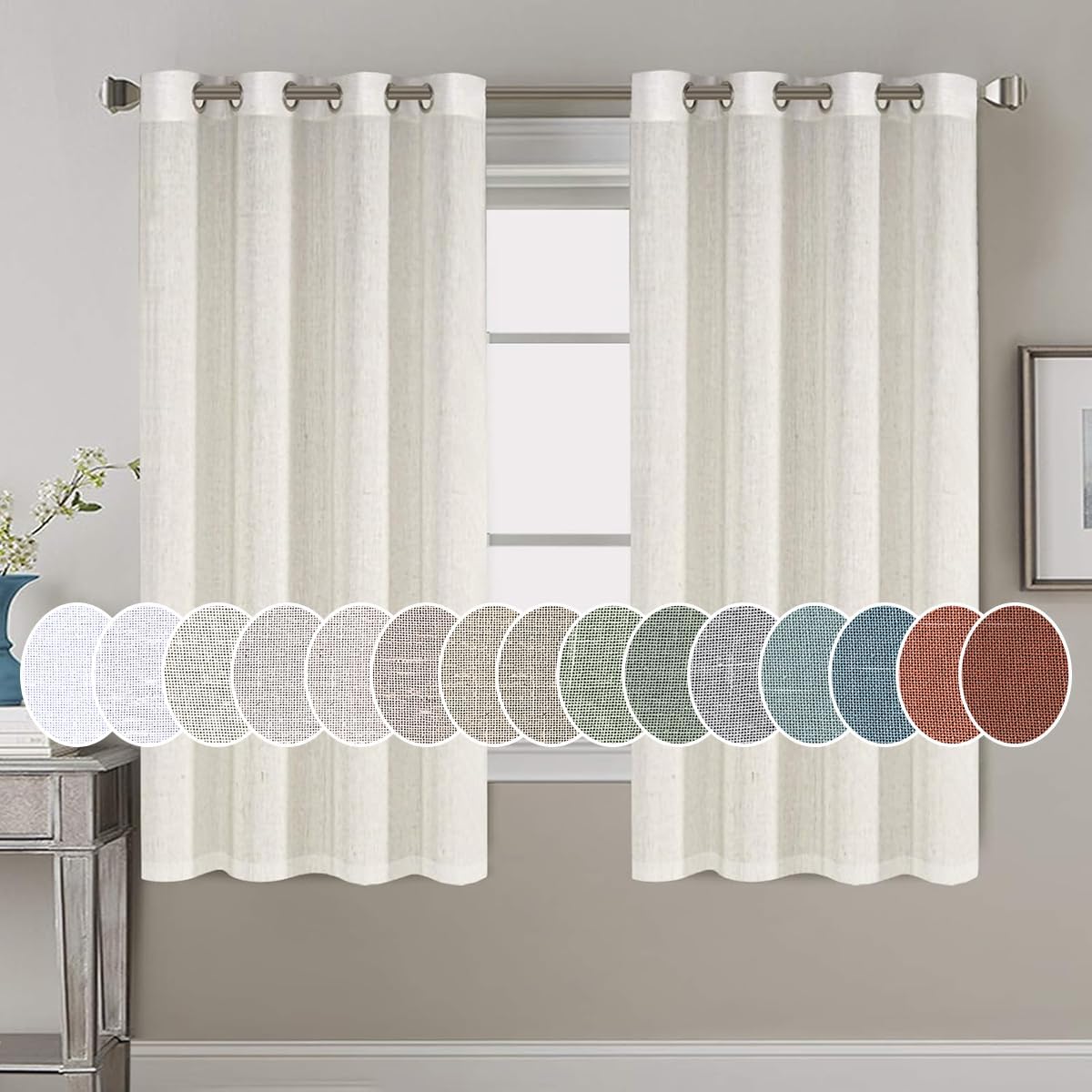 Light Filtering Linen Textured Curtains Grommet Curtains