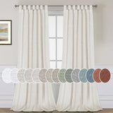 Natural Linen Tab Top Curtains Semi Sheer Curtains