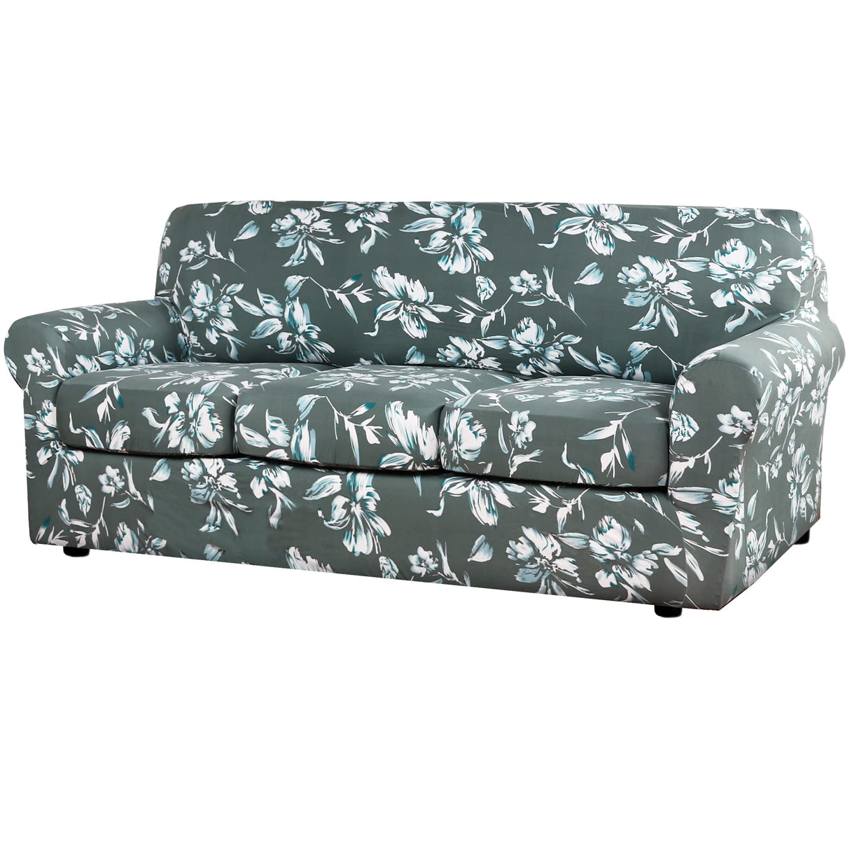 H.VERSAILTEX Super Stretch 3 Pieces Sofa Covers for 2 Cushion Couch Covers Sofa Slipcovers Feature Soft Thick Bouncy Modern Style with Individual Cushion Covers Pet Friendly - Loveseat, Aqua