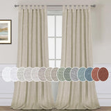 Natural Linen Tab Top Curtains Semi Sheer Curtains