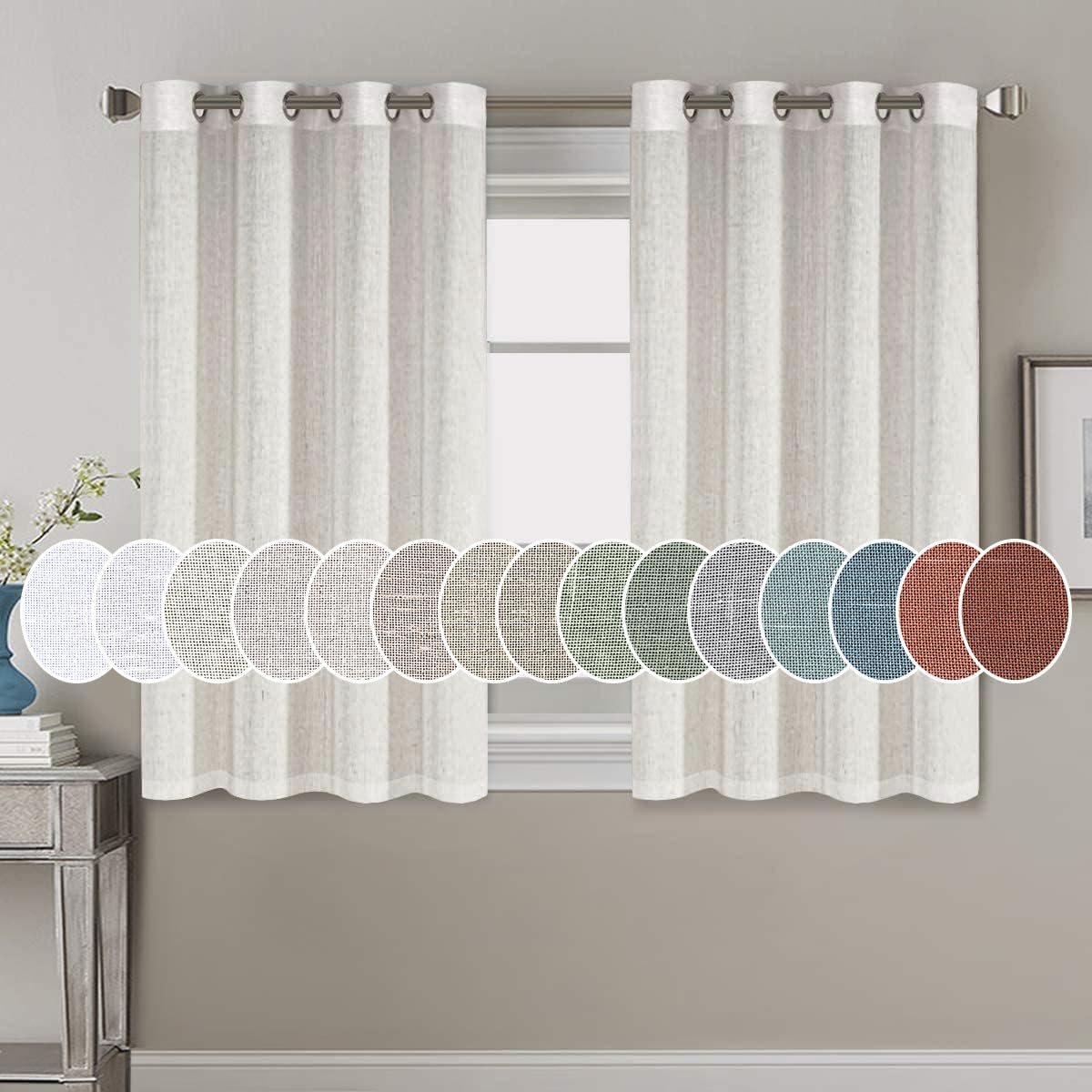 Light Filtering Linen Textured Curtains Grommet Curtains