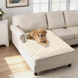 H.VERSAILTEX Couch Cover Chenille Pet Fuzzy Sofa Covers for 3 Cushion Couch Anti Slip Washable Sofa Slipcovers with Strap Soft Couch Protector Cover for Dogs Cats Kids(36" x 74",Khaki)