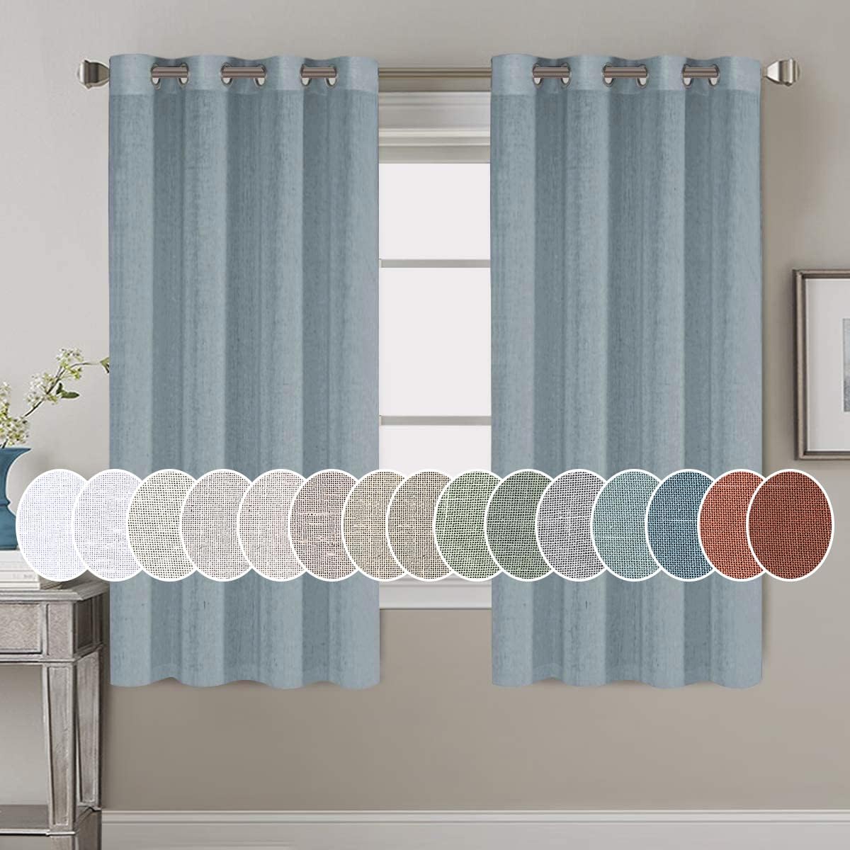 Light Filtering Linen Textured Curtains Grommet Curtains