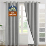 H.VERSAILTEX Linen 100% Blackout Drapes Full Coverage Heat Blocking Curtains for Bedroom