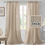 H.VERSAILTEX Linen Blended Curtains 84 Inches Long for Living Room and Bedroom - Light Filtering Rod Pocket, Burlap Textured, 2 Panel Sets, Stone Blue
