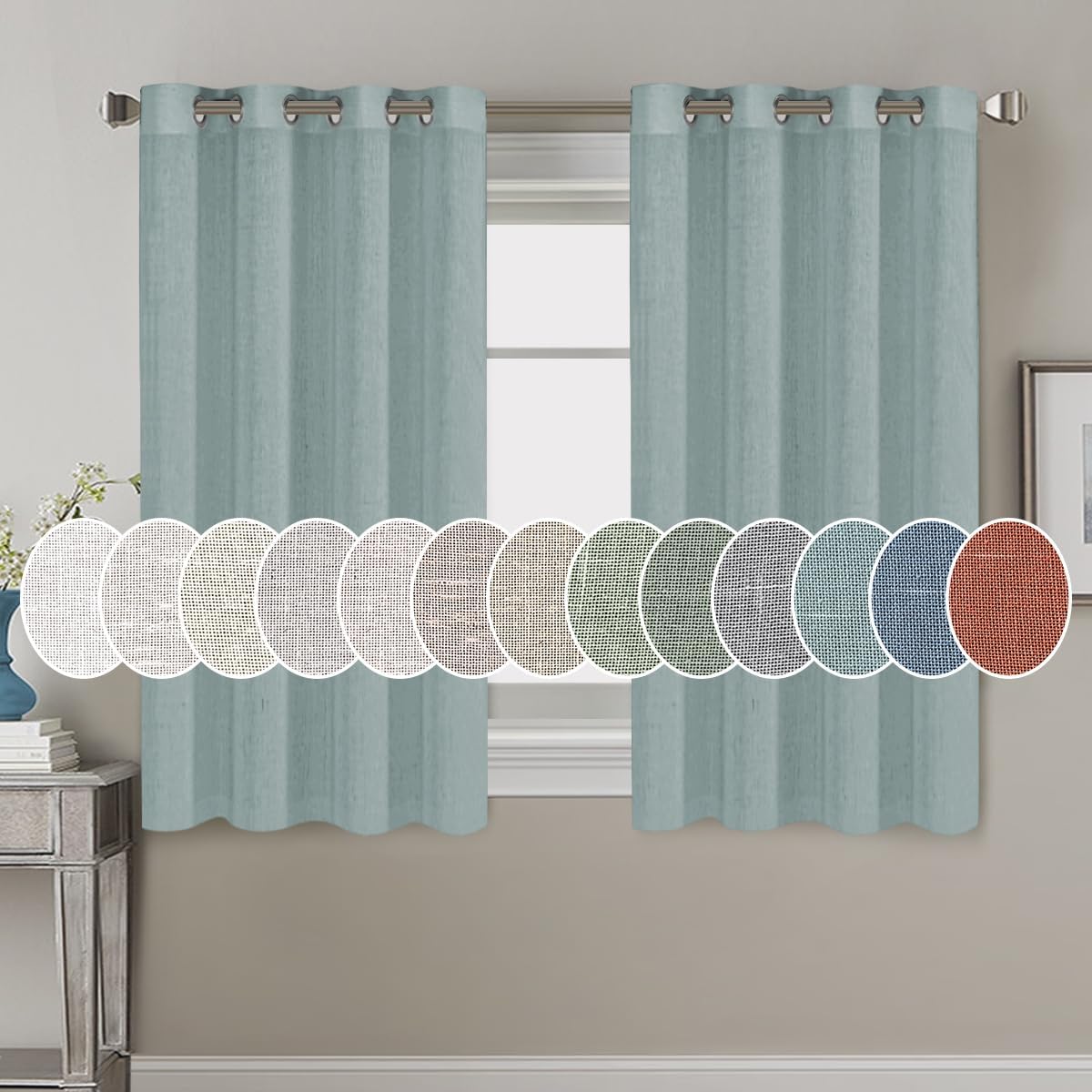 Light Filtering Linen Textured Curtains Grommet Curtains