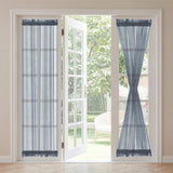 H.VERSAILTEX Linen French Door Curtains Semi Sheer Light Reducing Privacy Doors Window Cover with Tieback | Rod Pocket 1 Panel Door Shades for Glass Living Room Doorways,52" W x 72" L,Linen