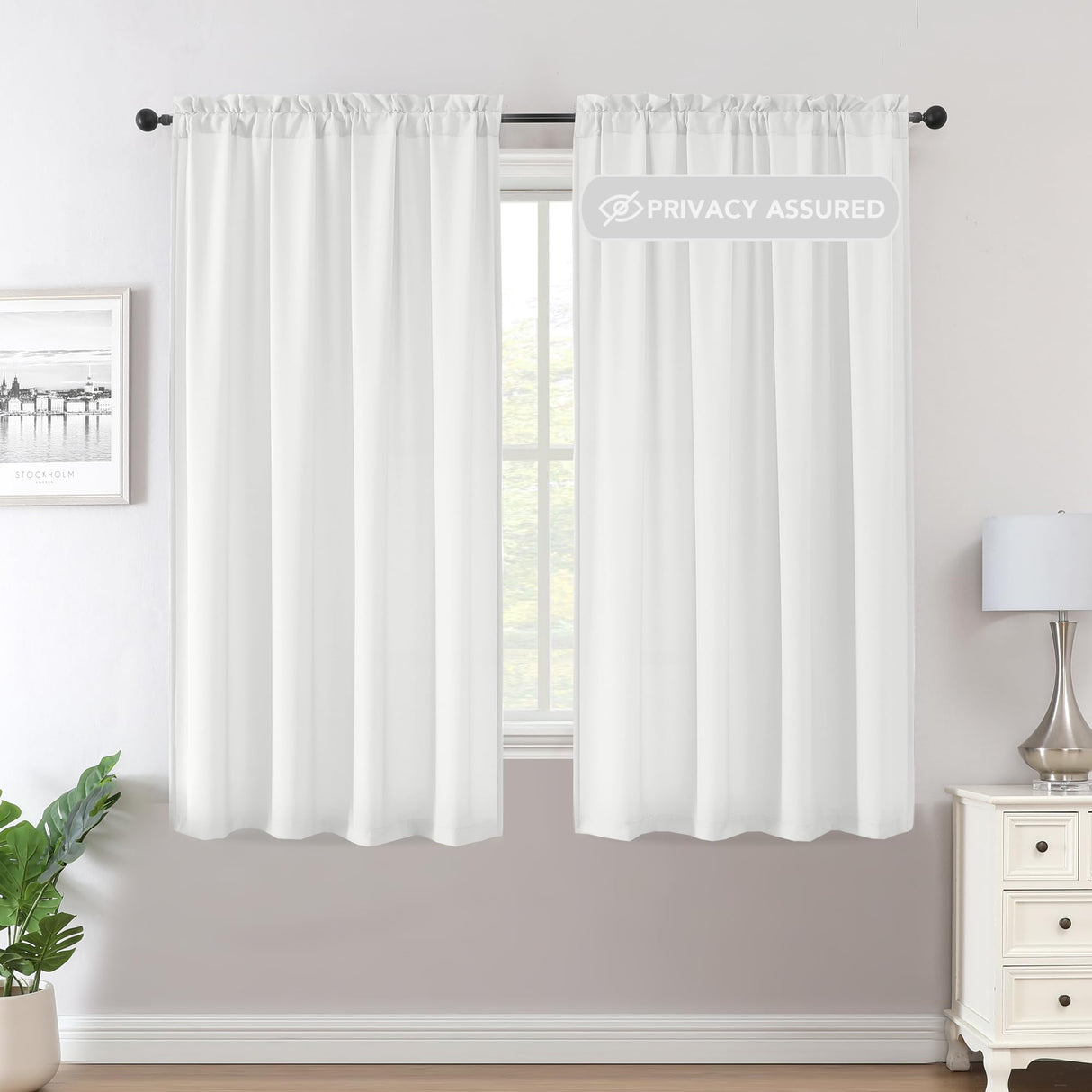 H.VERSAILTEX Sheer Curtains 84 inches Long Non-See-Through Farmhouse Curtains for Living Room Light Filtering Semi Sheer Panels for Bedroom Privacy Window Drapes 2 Panels Rod Pocket, Beige