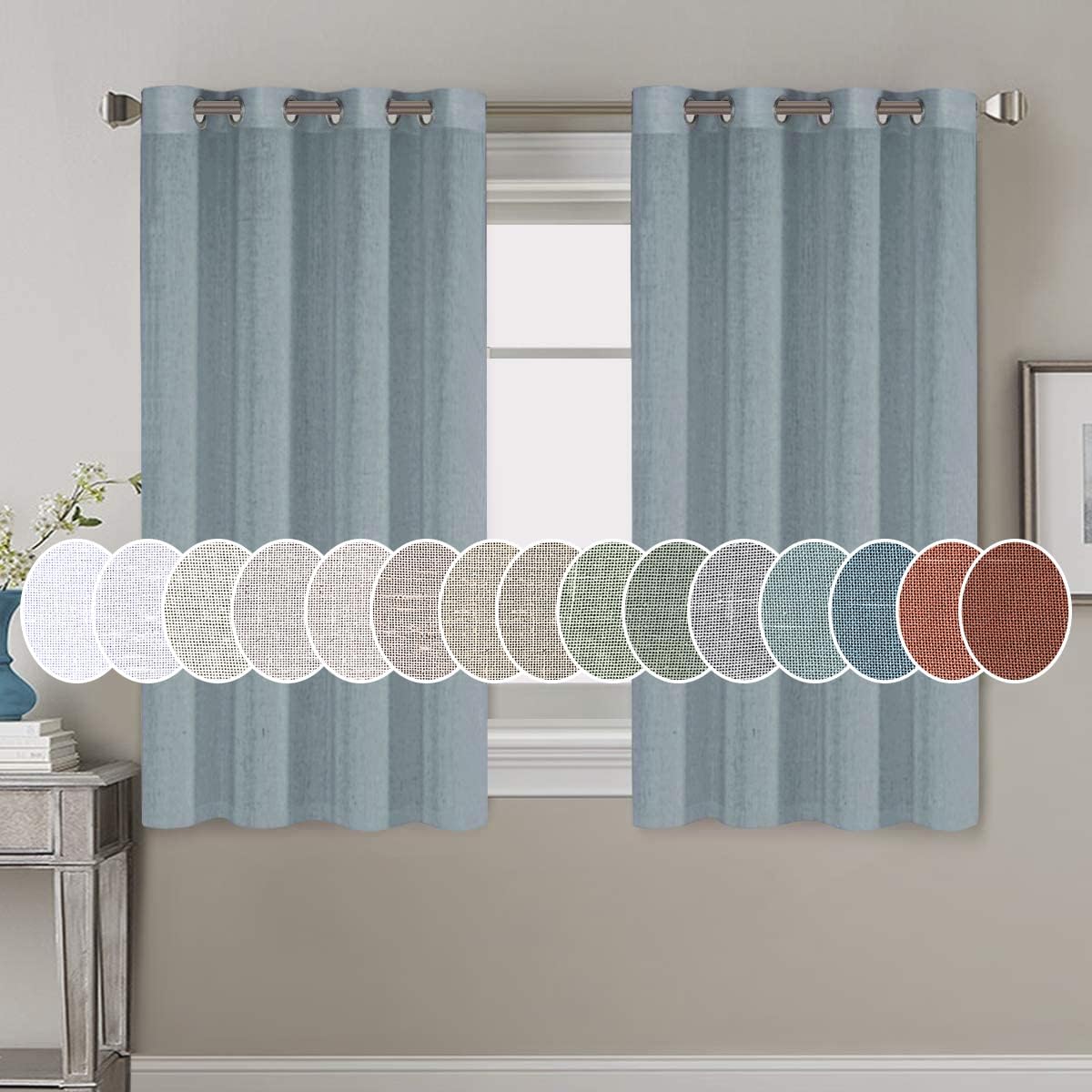 Light Filtering Linen Textured Curtains Grommet Curtains