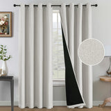 H.VERSAILTEX Farmhouse Boho Curtains for Living Room, 90% Blackout Drapes for Bedroom Energy Efficient, 96 Inch Long Windows Grommet Curtains, Burlap Textured 2 Panels, W52 x L96in, Heather Ivory