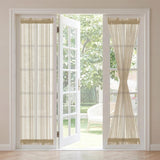 H.VERSAILTEX Linen French Door Curtains Semi Sheer Light Reducing Privacy Doors Window Cover with Tieback | Rod Pocket 1 Panel Door Shades for Glass Living Room Doorways,52" W x 72" L,Linen