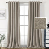 H.VERSAILTEX 100% Blackout Linen Look Curtains for Bedroom Double Face Linen Back Tab Loop Pocket Textured Burlap 2 Panels