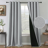 H.VERSAILTEX Farmhouse Boho Curtains for Living Room, 90% Blackout Drapes for Bedroom Energy Efficient, 96 Inch Long Windows Grommet Curtains, Burlap Textured 2 Panels, W52 x L96in, Heather Ivory
