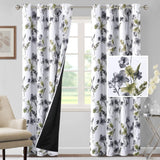 H.VERSAILTEX 100% Blackout Curtains for Living Room Camellia Floral Thermal Insulated Grommet Window Drapes 2 Panels