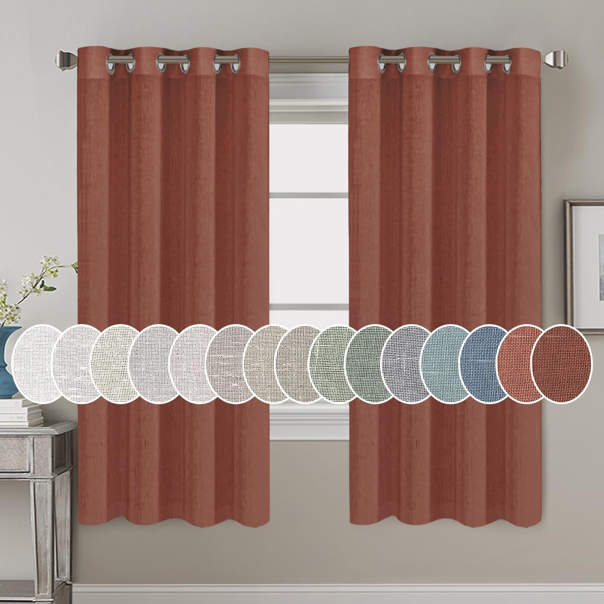 Light Filtering Linen Textured Curtains Grommet Curtains