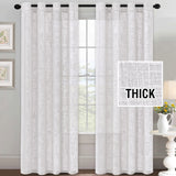 H.VERSAILTEX Linen Blended Curtains - Natural Linen Textured, Light Filtering Nickel Grommet 2 Panel Sets, 52" x 84", Angora for Living Room & Bedroom
