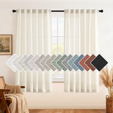 H.VERSAILTEX Natural Linen Curtains 63 inches Long for Living Room 2 Panels Back Tab Loop Pocket Textured Light Filtering Semi Sheer Curtains Rustic Farmhouse Boho Curtain for Bedroom, Sea Grass
