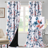 H.VERSAILTEX 100% Blackout Curtains for Living Room Camellia Floral Thermal Insulated Grommet Window Drapes 2 Panels